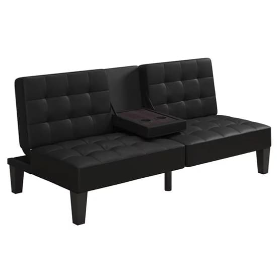 Adel Convertible Futon Faux Leather Sofa Bed In Black_5