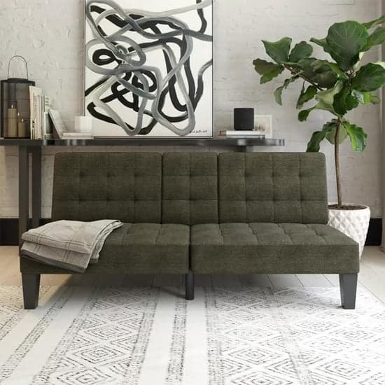 Adel Convertible Futon Linen Fabric Sofa Bed In Grey_1