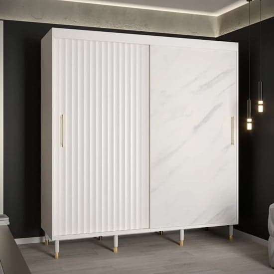 Adel Wooden Wardrobe With 2 Sliding Doors 200cm In White_1