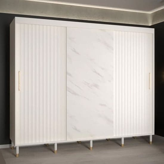 Adel Wooden Wardrobe With 3 Sliding Doors 250cm In White_1