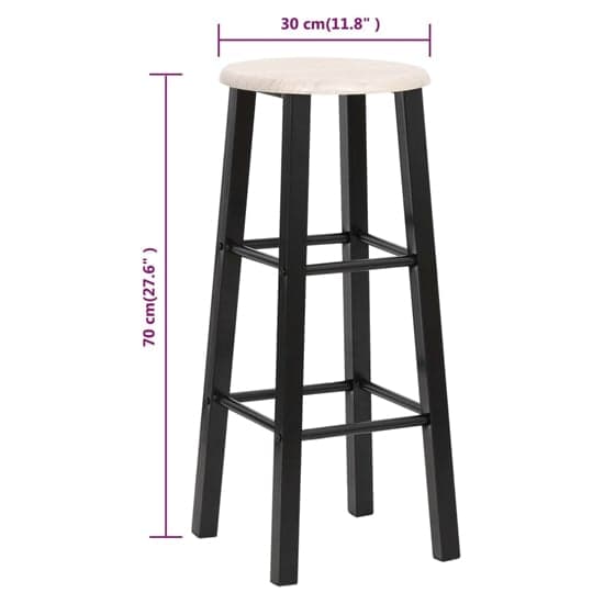Adelia Natural Wooden Bar Stools With Steel Frame In A Pair_3