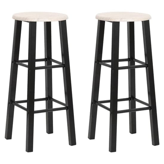 Adelia Natural Wooden Bar Stools With Steel Frame In A Pair_1