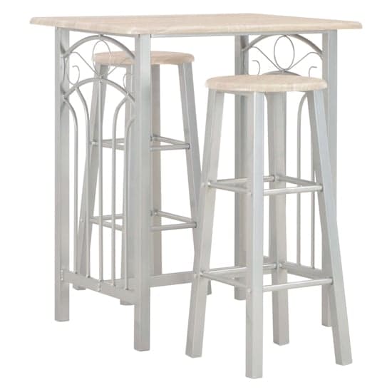 Adelia Wooden Bar Table With 2 Bar Stools In Oak And Grey_1