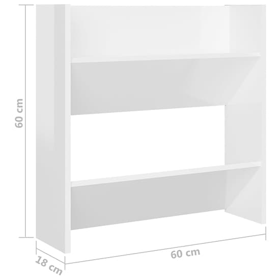 Adelio High Gloss Wall Mounted Shoe Storage Rack In White_4