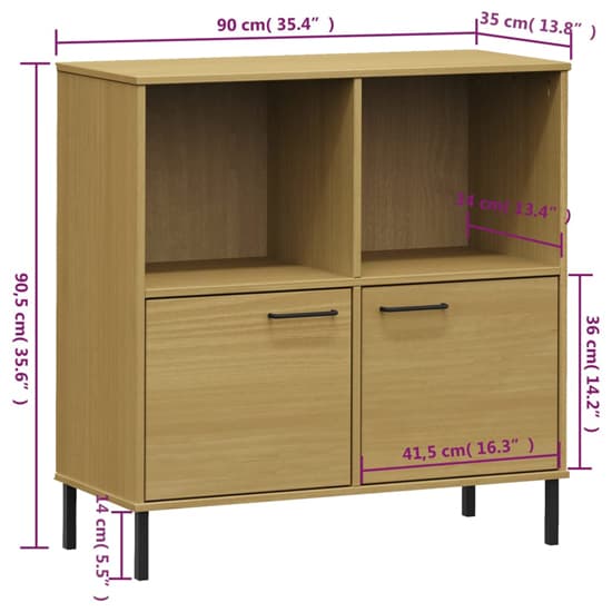 Adica Solid Wood Bookcase With 2 Doors In Brown_5