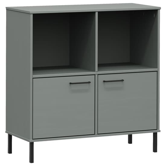 Adica Solid Wood Bookcase With 2 Doors In Grey_2