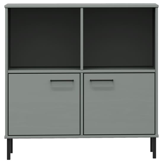 Adica Solid Wood Bookcase With 2 Doors In Grey_3
