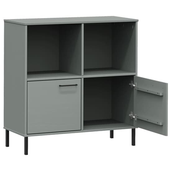 Adica Solid Wood Bookcase With 2 Doors In Grey_4