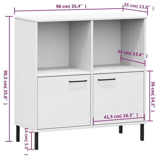 Adica Solid Wood Bookcase With 2 Doors In White_5