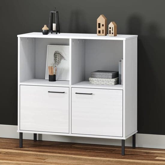 Adica Solid Wood Bookcase With 2 Doors In White_1