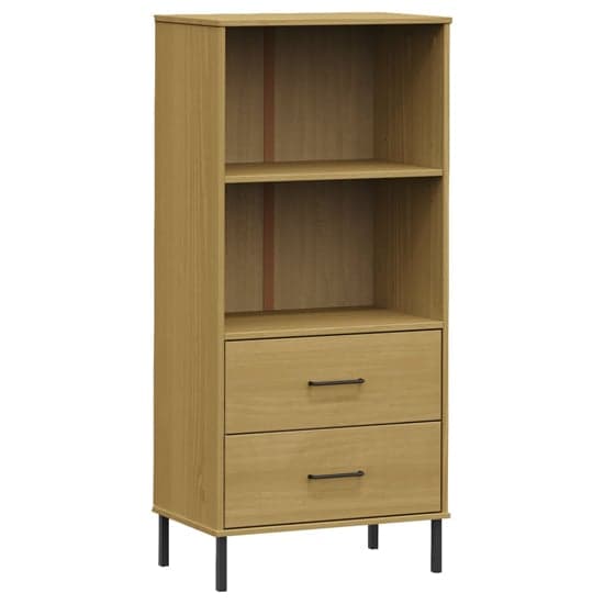Adica Solid Wood Bookcase With 2 Drawers In Brown_2