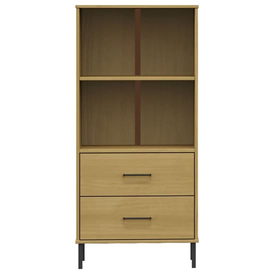 Adica Solid Wood Bookcase With 2 Drawers In Brown_3