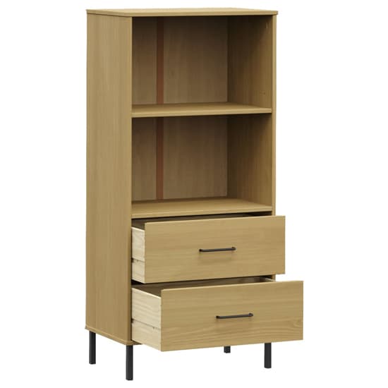 Adica Solid Wood Bookcase With 2 Drawers In Brown_4