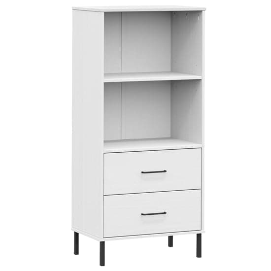 Adica Solid Wood Bookcase With 2 Drawers In White_2