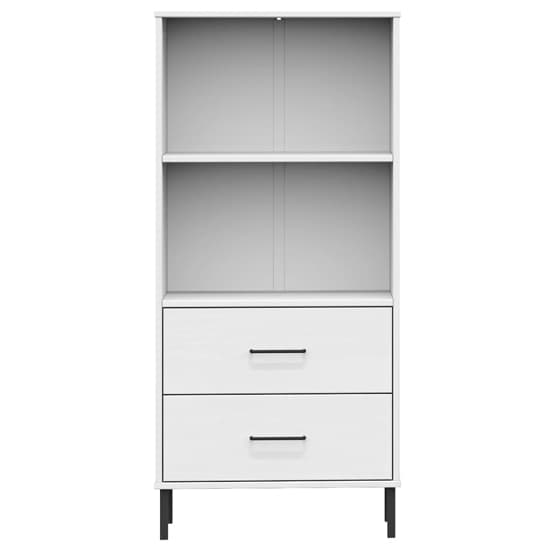 Adica Solid Wood Bookcase With 2 Drawers In White_3