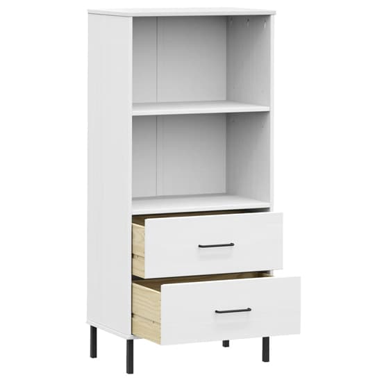 Adica Solid Wood Bookcase With 2 Drawers In White_4