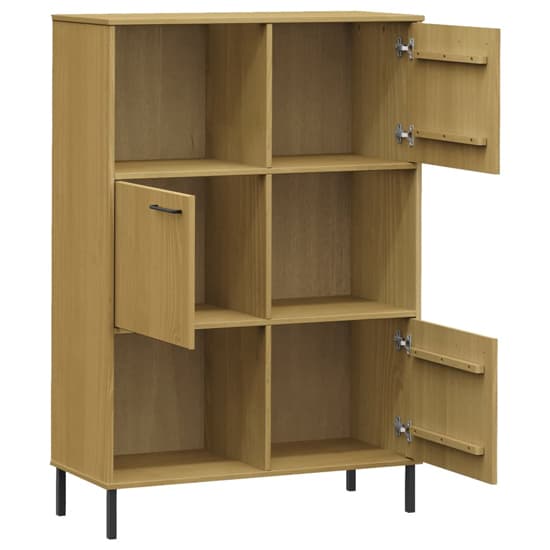 Adica Solid Wood Bookcase 3 Doors In Brown With Metal Legs_4