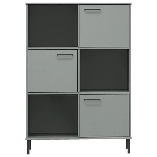 Adica Solid Wood Bookcase 3 Doors In Grey With Metal Legs_3