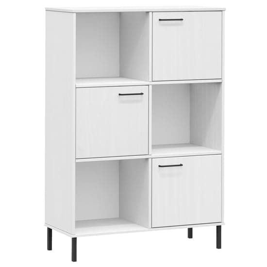 Adica Solid Wood Bookcase 3 Doors In White With Metal Legs_2