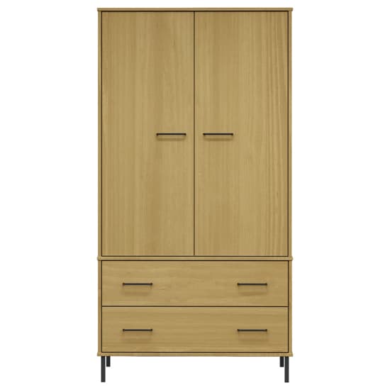 Adica Solid Wood Wardrobe 2 Doors In Brown With Metal Legs_4