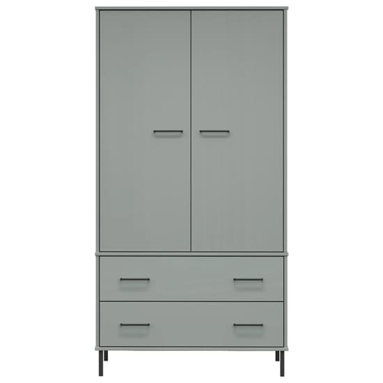 Adica Solid Wood Wardrobe 2 Doors In Grey With Metal Legs_4