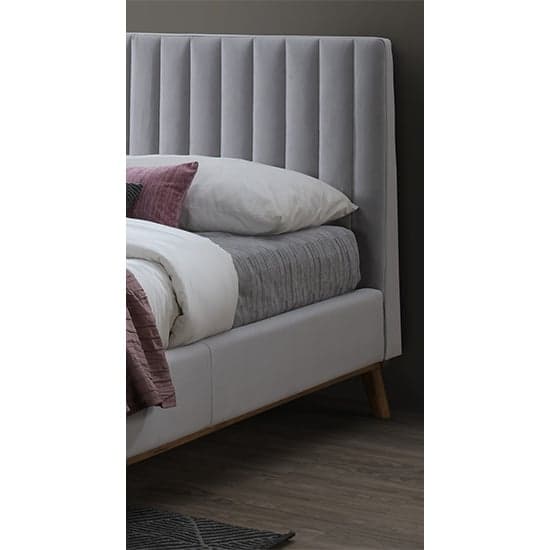 Adica Velvet Fabric Double Bed In Light Grey_2