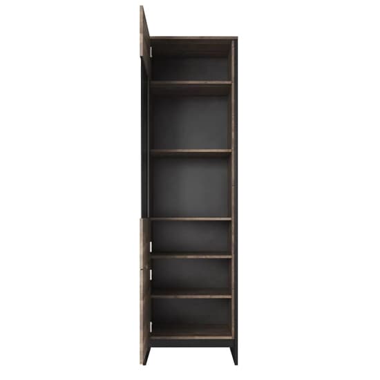 Adkins Wooden Display Cabinet Tall 2 Doors In Grande Oak And LED_4