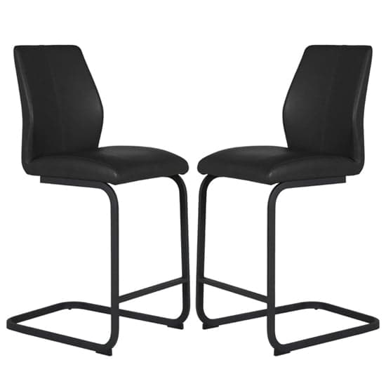 Adoncia Black Faux Leather Counter Bar Chairs In Pair_1