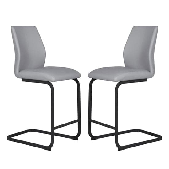 Adoncia Grey Faux Leather Counter Bar Chairs In Pair_1