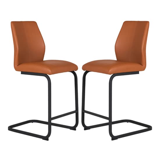 Adoncia Tan Faux Leather Counter Bar Chairs In Pair_1
