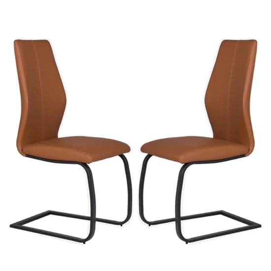 Adoncia Tan Faux Leather Dining Chairs In Pair_1
