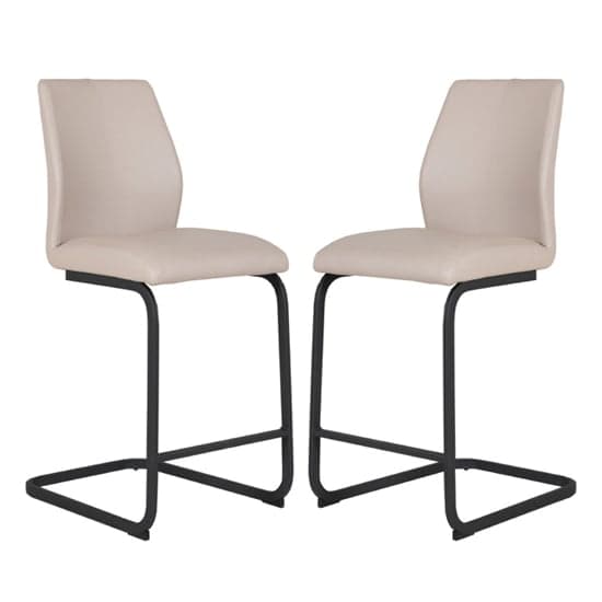 Adoncia Taupe Faux Leather Counter Bar Chairs In Pair_1