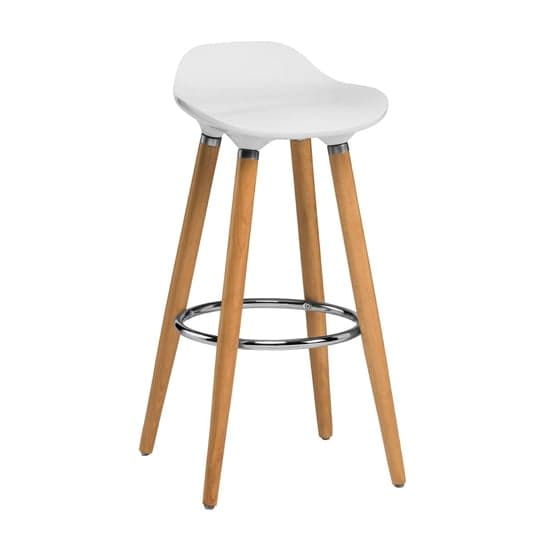 Adoni Bar Stool In Natural Beech Wooden Legs In White Frame_1