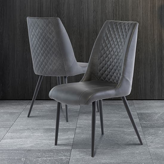 Adora Grey Faux Leather Dining Chairs In Pair Furniture in Fashion