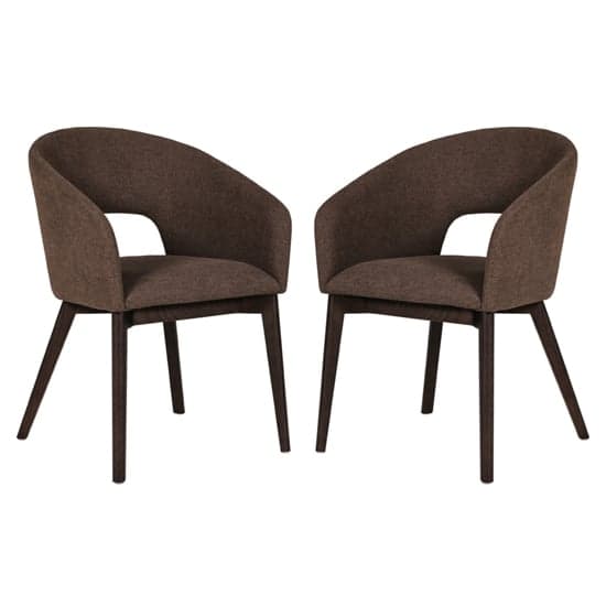 Adria Brown Woven Fabric Dining Chairs In Pair_1