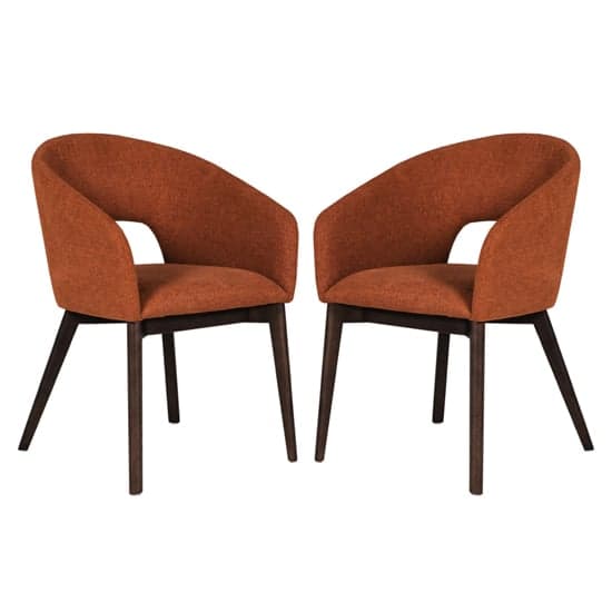 Adria Rust Woven Fabric Dining Chairs In Pair_1