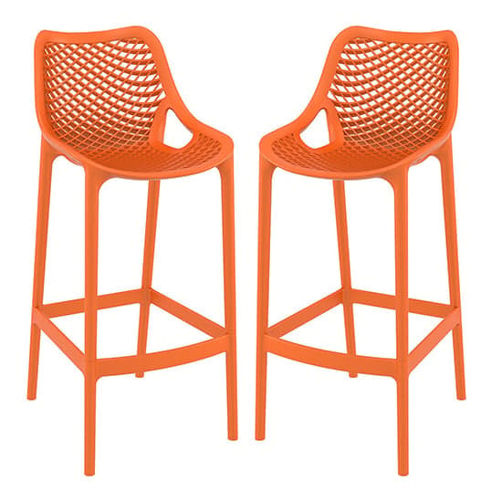 Adrian Orange Polypropylene And Glass Fiber Bar Chairs In Pair_1