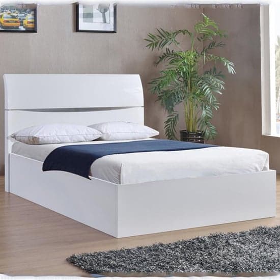 Aedos High Gloss Double Bed In White_1