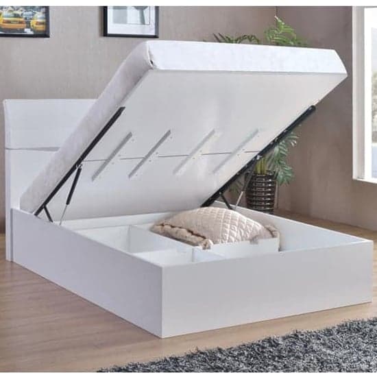 Aedos High Gloss King Size Bed In White_2