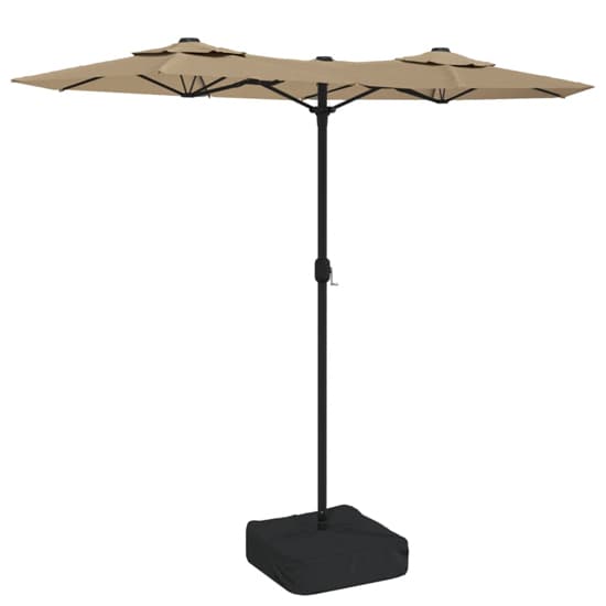 Aelia Fabric Double-Head Parasol In Taupe With LED Lights_3
