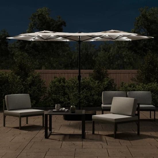 Aelia Fabric Double-Head Parasol In White With LED Lights_2