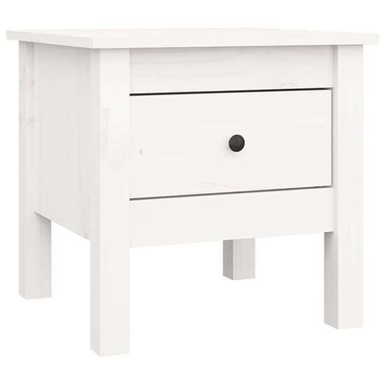 Aeneas Solid Pinewood Side Table With 1 Drawer In White_3