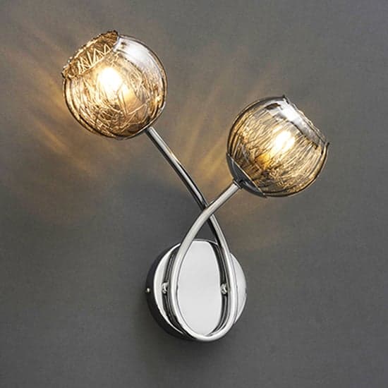 Aerith 2 Lights Smoked Glass Wall Light In Polished Chrome_2