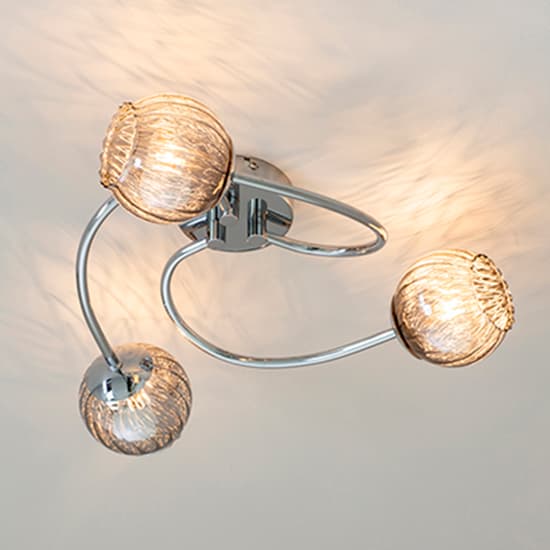 Aerith 3 Lights Smoked Glass Semi Flush Ceiling Light In Chrome_3