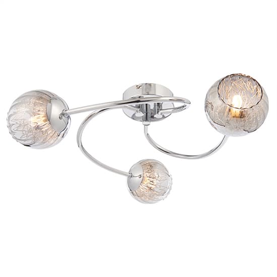 Aerith 3 Lights Smoked Glass Semi Flush Ceiling Light In Chrome_4