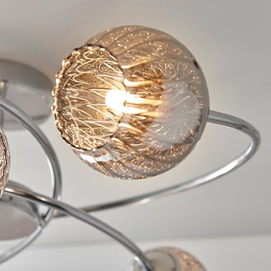 Aerith 6 Lights Smoked Glass Semi Flush Ceiling Light In Chrome_6
