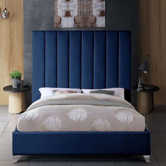 Aerostone Plush Velvet Upholstered Super King Size Bed In Blue_2
