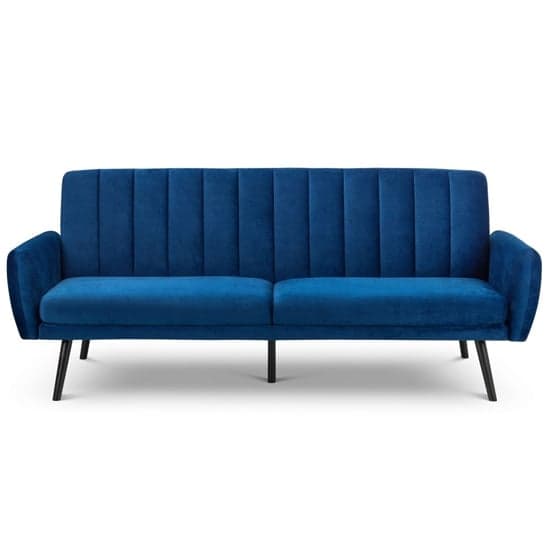 Abeje Velvet Sofa Bed In Blue With Black Tapered Legs_4