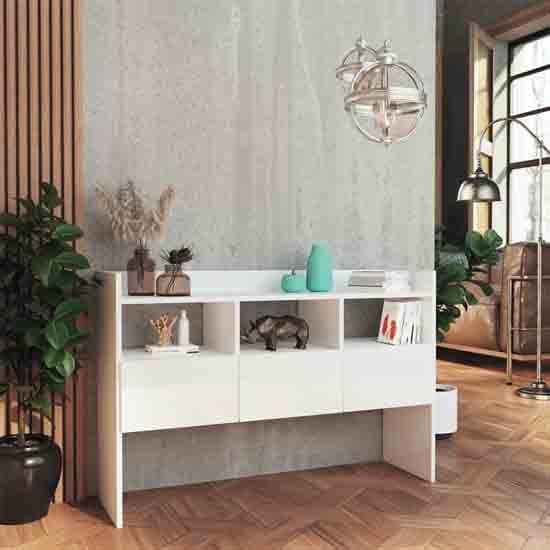 Afton High Gloss Sideboard With 3 Drawers In White_2