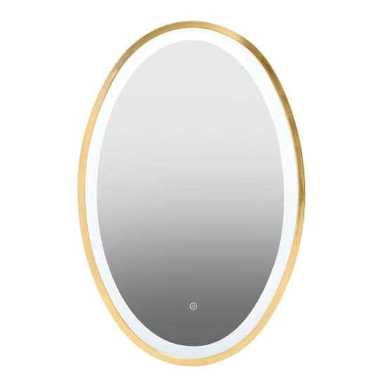 Agadir Oval Illuminated Bathroom Mirror In Gold Frame_1
